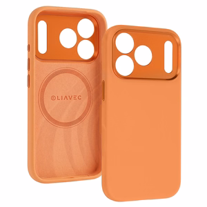 Liavec Silk Shield suojakuori metallisella kamerakehyksellä Iphone 17 Pro -puhelimelle oranssi