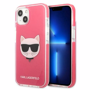 Karl Lagerfeld Choupette Head suojakuori iPhone 13:lle - fuksia