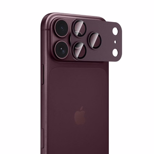 Tech-Protect Camfull Fit+ -karkaistu kameransuojalasi iPhone 18 Pro Maxille, viininpunainen