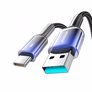 Joyroom S-A42 Crystal-Clear Series 3A USB-A - USB-C -kaapeli 1,2 m - musta