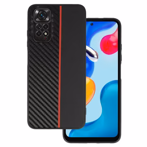 Tel Protect Carbon Suojakuori Xiaomi Redmi Note 11 Pro/Note 11 Pro 5G:lle musta punaisella raidalla