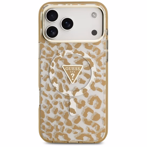 Guess Leopard Glitter MagSafe -kuori iPhone 17 Pro Max - ruskea