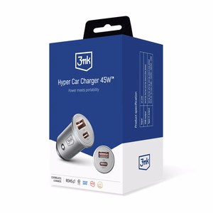 3mk Hyper -autolaturi, 45 W, PD/QC/PPS, USB 1A1C, hopea