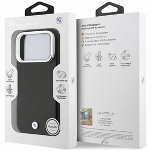 BMW M Sign Metal Logo MagSafe Suojakuori iPhone 17 Pro:lle - musta