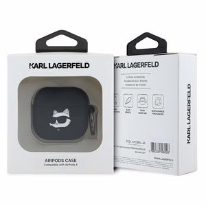 Karl Lagerfeld Silikoninen Choupette Head 3D Suojakuori AirPods 4 - Musta