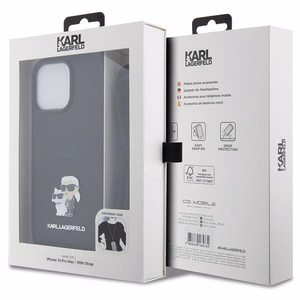Karl Lagerfeld KLHCP14XSAKCPSK case for iPhone 14 Pro Max 6.7" hardcase - black Crossbody Saffiano Metal Pin Karl&Choupette