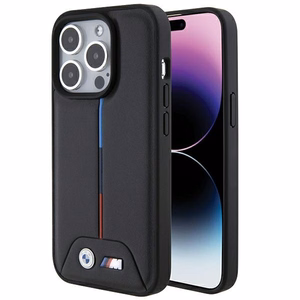 BMW Quilted Tricolor iPhone 15 Pro Suojakuori - musta
