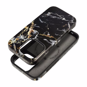 Case for iPhone 15 Forcell F-Protect Mirage compatible with Magsafe Military Drop-Test black marble