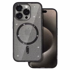Glitter MagSafe Suojakuori iPhone 12:lle musta kirkas