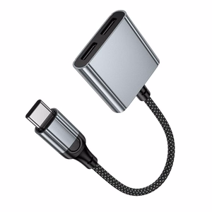 Adapter AUX USB C to 2x USB C max 10W Hoco UPA34A UPA34A gray