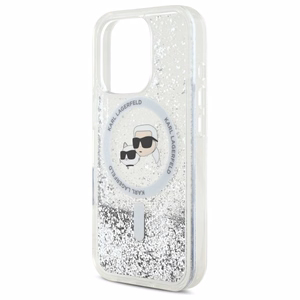 Karl Lagerfeld Suojakuori iPhone 16 Pro Max 6.9 KLHMP16XLGKCSGH Läpinäkyvä Kova Liquid Glitter Karl ja Choupette Head MagSafe
