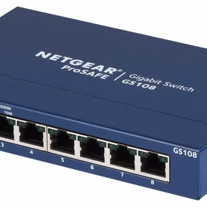 Netgear GS108GE – hallitsematon Gigabit Ethernet -verkkokytkin, sininen