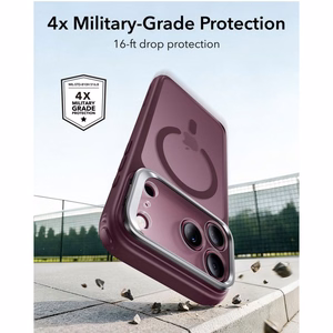ESR Classic Hybrid Kickstand MagSafe suojakuori malleille iPhone 18 Pro Max / 17 Pro Max, matta tumma kirsikanvärinen