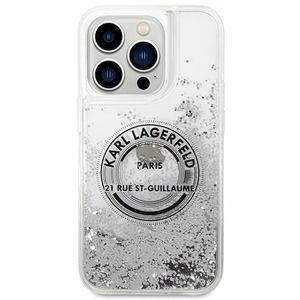 Karl Lagerfeld KLHCP14XLCRSGRS iPhone 14 Pro Max 6.7 hopeinen / hopeinen kovakuori Liquid Glitter RSG