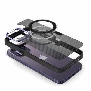 Tel Protect Magnetic Carbon Case for Iphone 15 Plus Black-purple