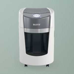 Leitz IQ OptiMax Small Office 350 – P-5-mikroleikkaava paperisilppuri, 22 l, valkoinen (83590000)
