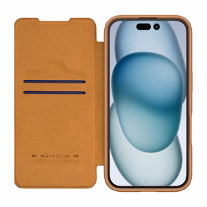Etui Nillkin Qin Prop Nahka iPhone 16 (brązowy)
