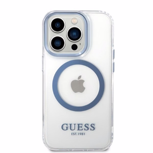 Guess GUHMP14XHTRMB iPhone 14 Pro Max 6.7" sininen/sininen kovakuori Metal Outline MagSafe