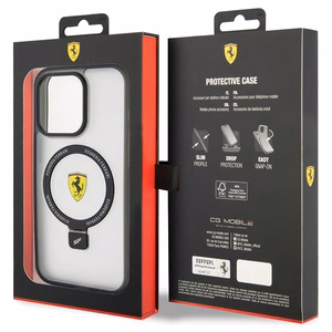 Ferrari FEHMP15LUSCAH iPhone 15 Pro 6.1 läpinäkyvä kovakuori Ring Stand 2023 Collection MagSafe