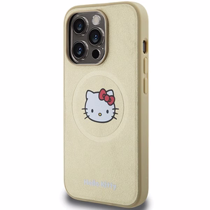 Hello Kitty Nahkainen Kitty Head MagSafe Suojakuori iPhone 15 Pro Max:lle - kultainen