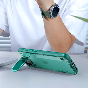 Nillkin Iceblade Prop Suojakuori linssin suojuksella ja jalustalla iPhone 16e / 17e:lle - vihreä