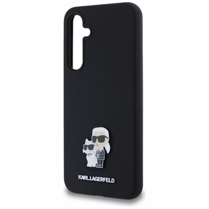 Original Pouch KARL LAGERFELD hardcase Silikoninen Karl&Choupette Metal Pin KLHCSA35SMHKCNPK Samsung Galaxy A35:lle musta