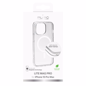Puro Lite Mag Pro MagSafe Silikoninen Suojakuori iPhone 15 Pro Maxille - läpinäkyvä
