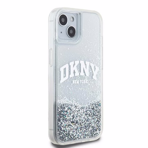 DKNY Liquid Glitter Big Logo Suojakuori iPhone 15 / 14 / 13:lle - valkoinen