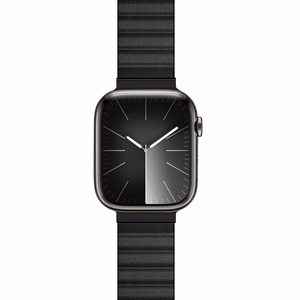 Crong Eclipse magnetic eco-leather strap for Apple Watch 44 / 45 / 46 / 49 mm, black