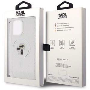 Karl Lagerfeld KLHMP14XHGKCNOT Karl & Choupette Glitter suojakuori laitteelle iPhone 14 Pro Max 6.7", MagSafe-yhteensopiva, läpinäkyvä