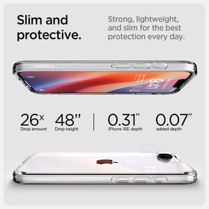 Spigen Ultra Hybrid suojakuori iPhone 16e:lle - kirkas läpinäkyvä