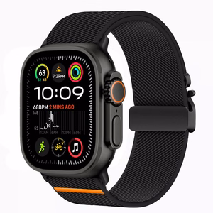 Tech-Protect Nylon Clasp Hihna Apple Watch 6/7/8/9/10/SE/Ultra 1/2 44/45/46/49mm Musta