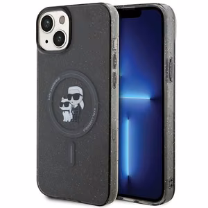 Karl Lagerfeld Suojakuori iPhone 15:lle KLHMP15SHGKCNOK (Glitter + MAG) musta