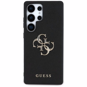 Guess Grained Big 4G Logo Small Classic Logo -suojakuori Samsung Galaxy S25 Ultra musta