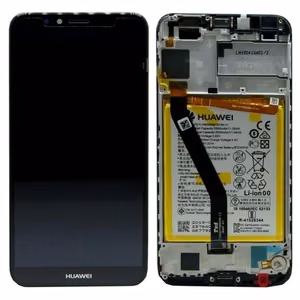 LCD-näyttö Huawei Y6 2018/Y6 Prime 2018 kosketusnäytöllä, kehyksellä ja akulla musta alkuperäinen (service pack)