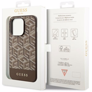 Guess GUHMP14LHGCFSEW iPhone 14 Pro 6.1 ruskea/ruskea suojakuori GCube Stripes MagSafe