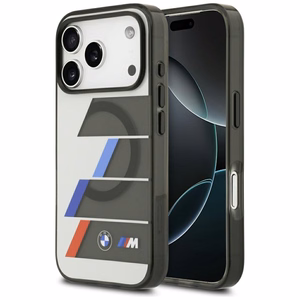 BMW M IML Metal Buttons Tricolor Lines MagSafe Suojakuori iPhone 17 Pro Max -puhelimelle - harmaa