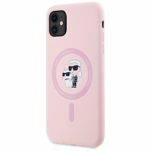 Karl Lagerfeld Silikoninen Karl&Choupette MagSafe iPhone 11:lle Suojakuori - Vaaleanpunainen