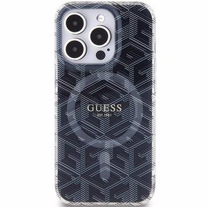 Guess IML GCube MagSafe Suojakuori iPhone 15 Pro:lle - musta