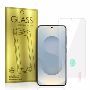 Karkaistu lasi kultainen Samsung Galaxy S24/S25:lle (sormenjälkilukituksella)