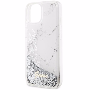 GUESS case for IPHONE 13 / 14 / 15 GUHCP14SLCSGSGH (Liquid Glitter Marble) white