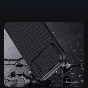 Nillkin Textured S kotelo iPhone 14:lle, panssaroitu suojus, jossa on kamerasuoja, musta