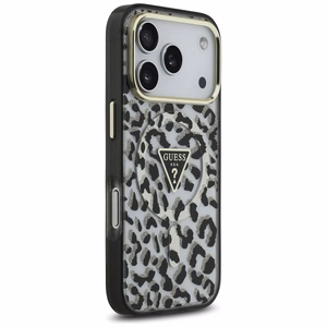 Guess Leopard Glitter MagSafe -kuori iPhone 17 Pro musta