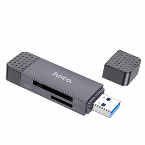 Hoco HB45 Muistikortinlukija USB-C/USB-A 2-in-1 USB2.0 Harmaa