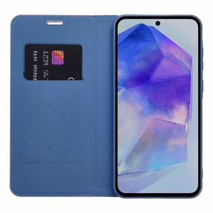 Luna Book Carbon -lompakkokotelo Xiaomi Redmi 17 4G / 17 5G EU -puhelimelle, sininen