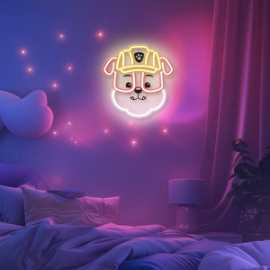 Riippuva neon LED Paw Patrol pleksilasilla - Rubble OW-130446