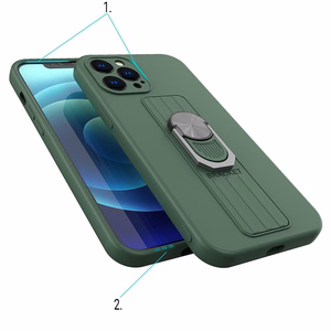Ring Case silikoni tapauksessa sormi ote ja jalusta Samsung Galaxy A72 4G tummanvihreä