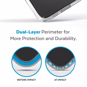 Speck Presidio Perfect-Clear case for Samsung Galaxy S23+, with Microban antimicrobial protection