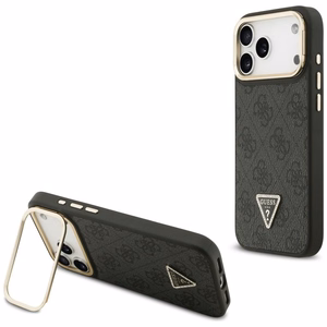 Guess 4G PU Triangle Logo & Stand Camera MagSafe suojakuori iPhone 17 Pro Max - musta