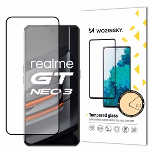 Wozinsky Super Tough Full Glue kehyksellinen karkaistu koko näytön lasi Realme GT Neo 3:lle, yhteensopiva suojakuoren kanssa, musta
